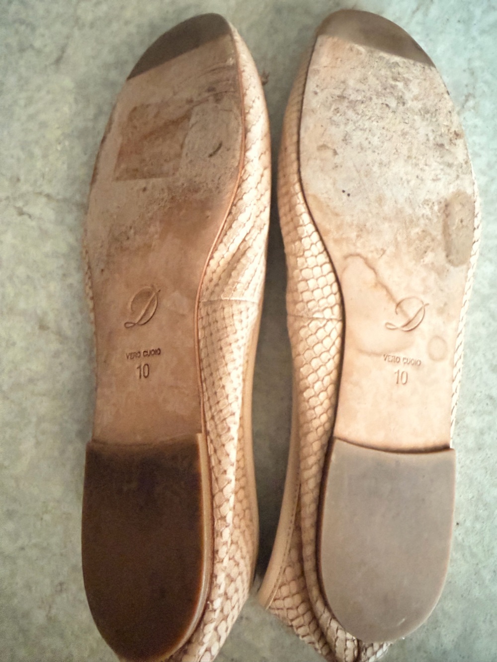 Delman Tan Snake Print Leather Ballet Flats - Picture 9 of 9
